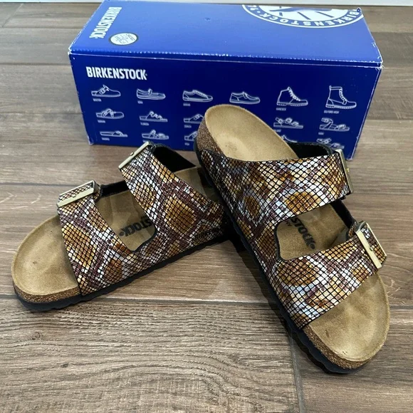 Birkenstock snake print brown Women’s Sandals Size 37/6 - Picture 5 of 6